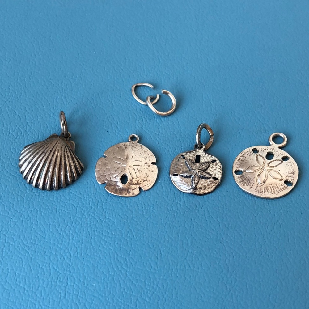 4 sterling silver sea shell sand dollar charm beau. for a bracelet